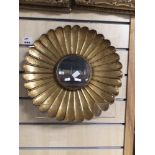 A METAL GILDED WALL MIRROR, 35CM DIAMETER