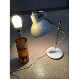 TWO MODERN LAMPS, ACRYLIC AND AMBER WITH ONE OTHER
