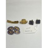 925 SILVER WITH GOLD GILT AND ENAMEL TWO PAIRS OF CUFFLINK MASONIC WITH SILVER BADGES