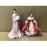 TWO ROYAL DOULTON FIGURINES ‘SOUTHERN BELLE’ (HN2229) AND ‘LILLIE LANGTRY’ (HN3820) LARGEST BEING