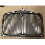 A VINTAGE ROVER P4 60 FRONT GRILL WITH ENAMEL BADGE