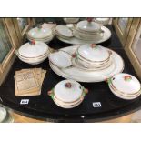 BOOTHS CHINA PART DINNER SERVICE (EMBOSSED FRUIT) EIGHT PIECES