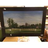 V.H.SEACROFT, FRAMED OIL ON BOARD TITLED CRICKET AT BRAY 71 X 46CM