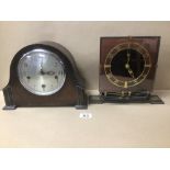 TWO VINTAGE SMITHS CLOCKS ONE BEING A MANTEL CLOCK AND THE OTHER IS A BRASS AND GLASS ELECTRIC CLOCK