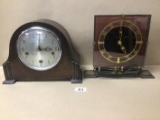 TWO VINTAGE SMITHS CLOCKS ONE BEING A MANTEL CLOCK AND THE OTHER IS A BRASS AND GLASS ELECTRIC CLOCK