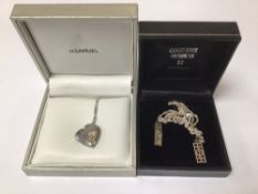 KIT HEATH 925 SILVER PENDANTS AND CHAIN, CHARLES RENNIE MACKINTOSH STYLE WITH A 925 SILVER HEART AND