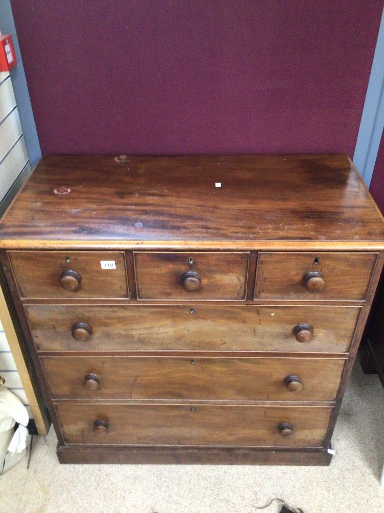 A VICTORIAN MAHOGANY THREE OVER THREE CHEST OF DRAWERS, 106 X 53 X 106CM - Image 2 of 3