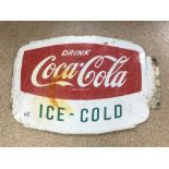 A VINTAGE DOUBLE SIDED COCA-COLA METAL SIGN, 66 X 46CM