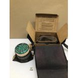 A 1938 WW2 HOME FRONT RESPIRATOR/GAS MASK WITH BOX AND CARRY CASE, WITH ANOTHER GAS MASK SIZE LARGE