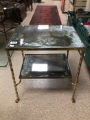 A HEAVY REGENCY TWO TIER TABLE ORNATE BRASS LEGS WITH CLAW FEET MERCURY GLASS TOPS (RESILVERING REQ)