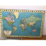 A STANFORDS GENERAL MAP OF THE WORLD ON BOARD, 96 X 63CM