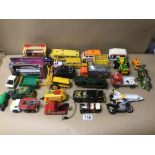 A QUANTITY OF PLAY WORN, DIE-CAST VEHICLES, MATCHBOX, DINKY AND CORGI