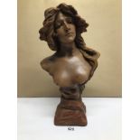 AN EARTHWARE STATUE (JUDITH) SIGNED BY PAR GOYEAU (3243) SIGNED, 48CM HIGH