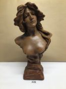 AN EARTHWARE STATUE (JUDITH) SIGNED BY PAR GOYEAU (3243) SIGNED, 48CM HIGH