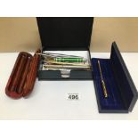 A COLLECTION OF PENS, CASE, PARKER ROLLED GOLD AND MORE