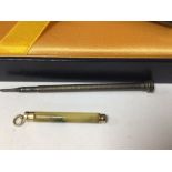 SAMPSON MORDAN YELLOW METAL PROPELLING PENCIL WITH ONE OTHER WHITE METAL PENCIL