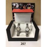 A CASED SET OF TWO TISSOT PR100, PR200 WATCHES