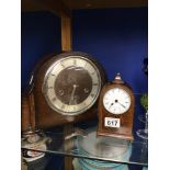TWO MANTLE CLOCKS AN OAK CASED WESTMINSTER CHIME WITH A QUARTZ COMITTI OF LONDON CLOCK