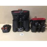 THREE CASED PAIRS OF BINOCULARS, PRINZ 10 X 50CM, MADE IN USSR 8 X 30 AND A SMALL PAIR