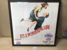 A VINTAGE REPRODUCTION POSTER OF (ITS A WONDERFUL LIFE) FRAMED AND GLAZED, 53 X 53CM
