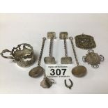 MIXED WHITE METAL ITEMS SPOONS, PENDANT AND MORE