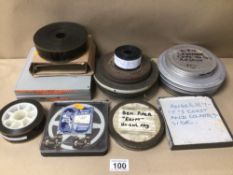 A QUANTITY OF VINTAGE FILM REELS, WALTON FILMS, LAUREL AND HARDY, ANGLESEY COAST AND COUNTRYSIDE,