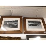 TWO VINTAGE FRAMED AND GLAZED PHOTOGRAPHS, STERLING MOSS, 52 X 44CM