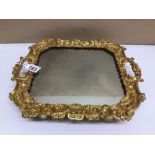 A REGENCY GILT BRASS MERCURY MIRROR TRAY 36CM X 32CM