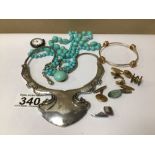 MIXED ITEMS CASED PIPE, SILVER CASED WATCH, WHITE METAL NECKLACE AND MORE