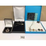 A SILVER 925 PENDANT WITH TWO BOXED 925 SILVER NECKLACES