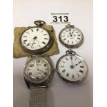 MIXED SILVER/WHITE METALPOCKET/FOB WATCHES WITH A METAL STRAP ORIS WATCH