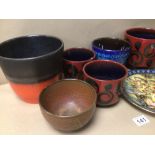 MIXED VINTAGE WEST GERMAN POTTERY, KAISER,TOPPERHOF AND MORE