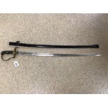 A WWII GERMAN OFFICERS DRESS SWORD, 90CM (SWORD) WITH METAL SCABBARD