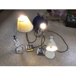 FOUR LAMPS, ANGLEPOISE, ACRYLIC, AND A PAIR OF CHROME BASES