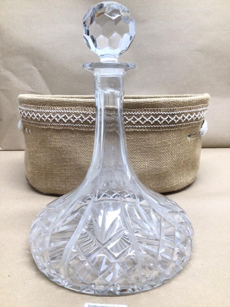 A CUT GLASS SHIPS DECANTER WITH CUTGLASS DROPS FOR THE CHANDELIER - Image 2 of 6