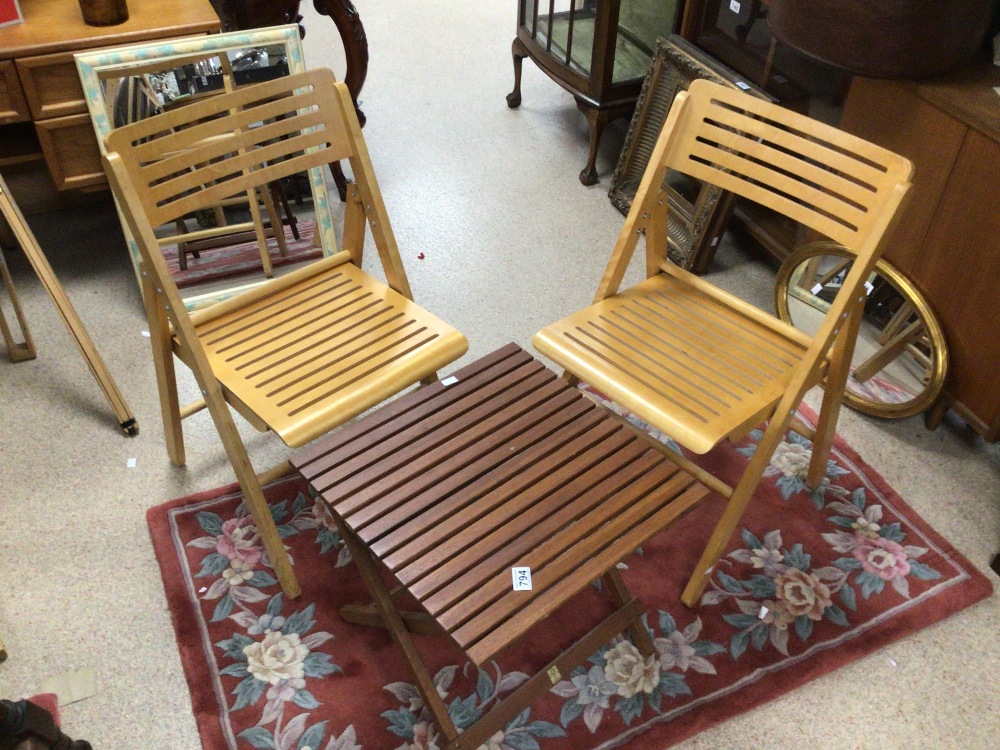 TWO FOLDING TABLE AND CHAIRS BY F.S.C - Image 2 of 3