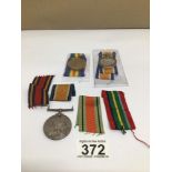 THREE MEDALS 1914-1919 243611 PTE F HULSE 2 1939-1945 DEFENCE MEDAL