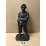 BRONZE FIGURE FIRST WORLD WAR SOLDIER, 25CM