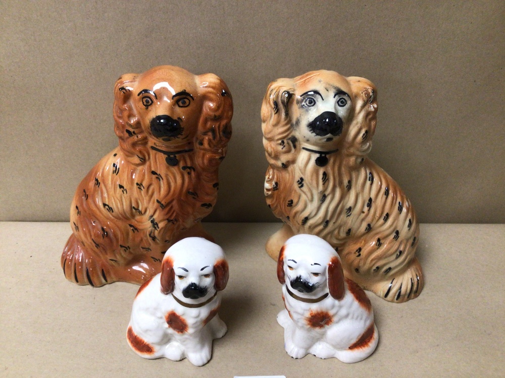 TWO PAIRS OF VINTAGE STAFFORDSHIRE DOGS, LARGEST 19CM - Image 2 of 3