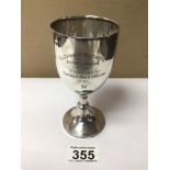 HALLMARKED SILVER GOBLET SHAPED TROPHY CUP, 14CM, 87G