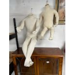 A PAIR OF CHILD MANNEQUINS AGE 2 AND 8, WHITE COTTON COVERING