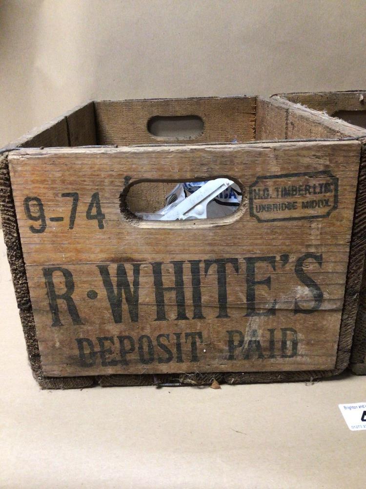 TWO VINTAGE R.WHITES WOODEN CRATES - Image 3 of 3