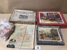A QUANTITY OF VINTAGE JIGSAW PUZZLES, SEABOARD, TROOPING THE COLOUR (A.V. N.JONES) VICTORY, AND