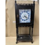A HOWELL JAMES & CO ‘TO THE QUEEN’ EBONISED CLOCK DECORATED WITH FLOWERS, UNTESTED, 56CM IN HEIGHT