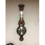 A VINTAGE BANJO BAROMETER AND THERMOMETER BY COMITTI OF LONDON