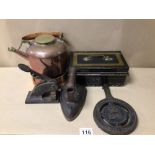 MIXED METALWARE ITEMS, SEAL, SILVER JUBILEE POT STAND, COPPER AND BRASS KETTLE AND MORE