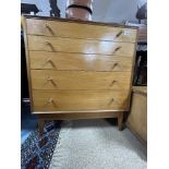 A.C FIVE DRAWER CHEST ON LEGS, MID-CENTURY RETRO