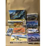 A QUANTITY OF BOXED MODEL KITS SOME STILL WRAPPED CONTENTS NOT CHECKED, MINICRAFT, HELLER, (