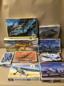 A QUANTITY OF BOXED MODEL KITS SOME STILL WRAPPED CONTENTS NOT CHECKED, MINICRAFT, HELLER, (
