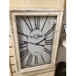 A REPRODUCTION WOODEN CASED WALL CLOCK OLD TOWN LONDON, 58CM